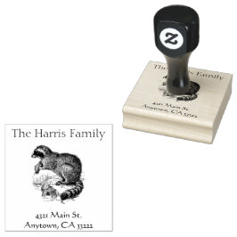 ヴィンテージラクーンイラストレーション パーソナライズされた ラバースタンプ