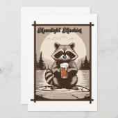 ヴィンテージラクーンライトムーンライトミーチーフアウトドアビベス 招待状 (正面/裏面)