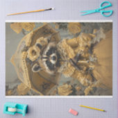 ヴィンテージラクーンレディ魅力的ーラクーンデコップページ 薄葉紙 (クラフト)