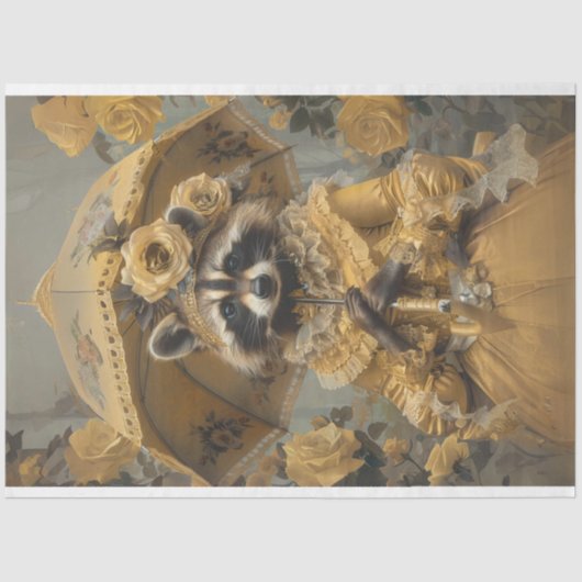 ヴィンテージラクーンレディ魅力的ーラクーンデコップページ 薄葉紙 (正面)