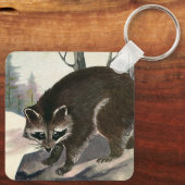 ヴィンテージラクーン、野生動物の森の生物 キーホルダー (裏面)