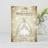 ヴィンテージラグジュアリーきらめくドレスティアラ・キンセアニラ 招待状 (スタンド正面)