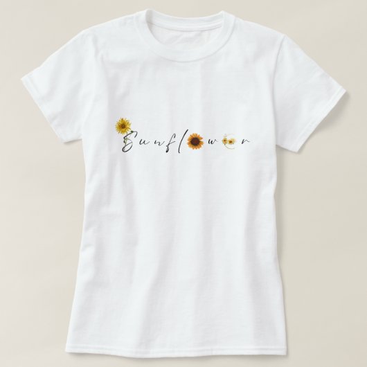 ヴィンテージラグジュアリーイエローオレンジサンフラワーフローラ Tシャツ (デザイン正面)