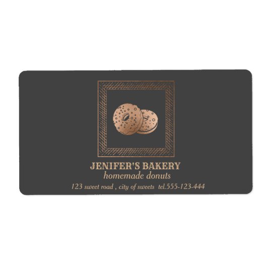 ヴィンテージラグジュアリーロゾゴールド·ドーナツとスイーツ ラベル (正面)
