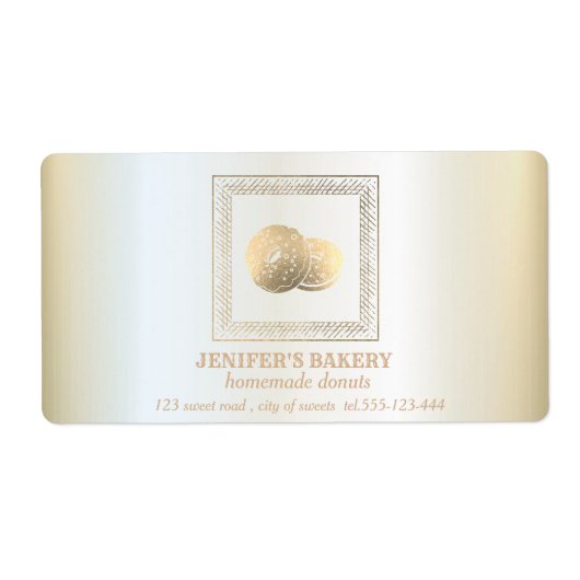 ヴィンテージラグジュアリー金ゴールドの手作りドーナツとスイーツ ラベル (正面)