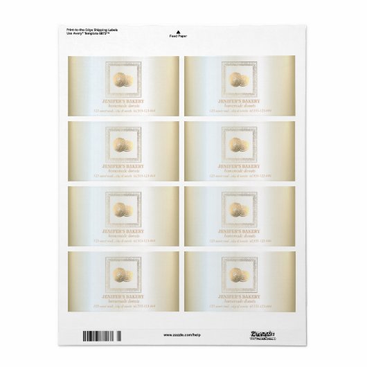 ヴィンテージラグジュアリー金ゴールドの手作りドーナツとスイーツ ラベル (フルシート)