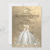 ヴィンテージラグジュアリー金ゴールドティアラキンセアニラ 招待状 (正面)