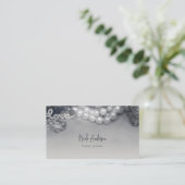 ヴィンテージラグジュアリー ブラック＆ホワイトパール エレガントが好き 名刺 (スタンド正面)