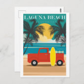 ヴィンテージラグナビーチカリフォルニアトラベル ポストカード (正面/裏面)