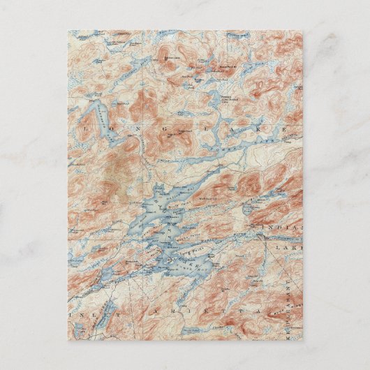 ヴィンテージラケットレイクニューヨーク地形図 ポストカード (正面)