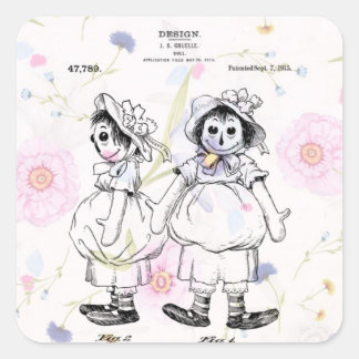 ヴィンテージラゲディアン人形1915年の特許プリント スクエアシール