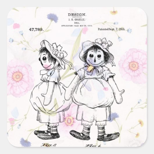 ヴィンテージラゲディアン人形1915年の特許プリント スクエアシール (正面)