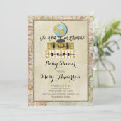 ヴィンテージラゲージベビーシャワー招待状for boy 招待状 (スタンド正面)