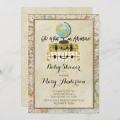 ヴィンテージラゲージベビーシャワー招待状for boy 招待状 (正面/裏面)