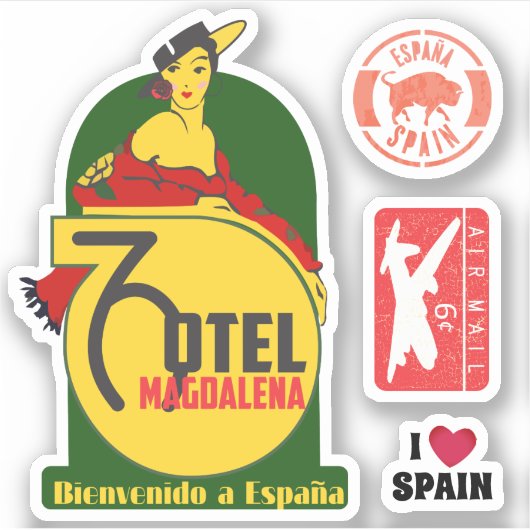 ヴィンテージラゲージホテルトラベルステッカーEurope Spain シール (正面)
