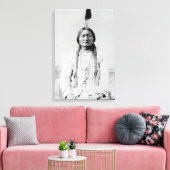 ヴィンテージラコタのリーダーの座る牛の写真 キャンバスプリント (インサイチュ (リビング))