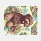 ヴィンテージラゴットロマグノロイラストレーション フリースブランケット (正面(横))