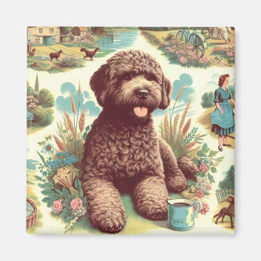 ヴィンテージラゴットロマグノロイラストレーション マグネット (正面)