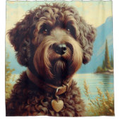 ヴィンテージラゴットロマグノロ絵画ーズ シャワーカーテン (正面)