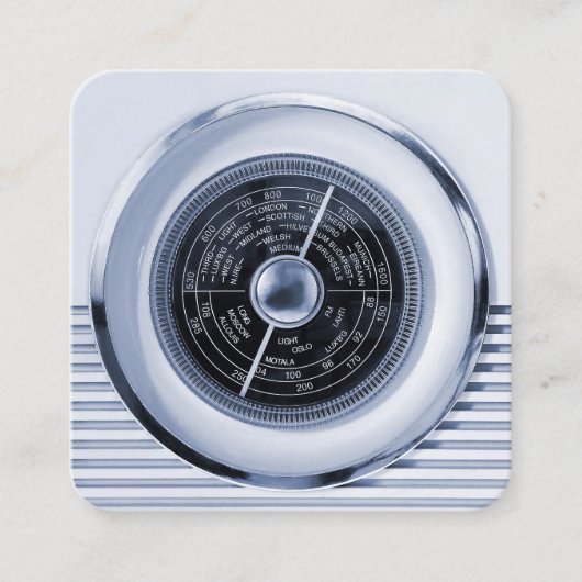 ヴィンテージラジオクールダイヤル – 白黒 スクエア名刺 (正面)