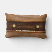 ヴィンテージラジオセットレトロ音楽チューナーパネルテクスチャ ランバークッション (裏面)