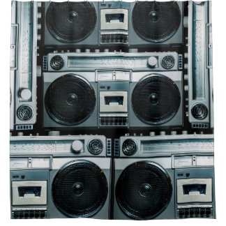 ヴィンテージラジオボックス シャワーカーテン