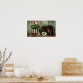 ヴィンテージラジオ中国セット花とプレッツェルポスター ポスター (キッチン)