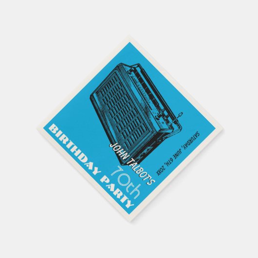 ヴィンテージラジオ70th誕生日パーティー紙ナプキンス スタンダードカクテルナプキン (角)