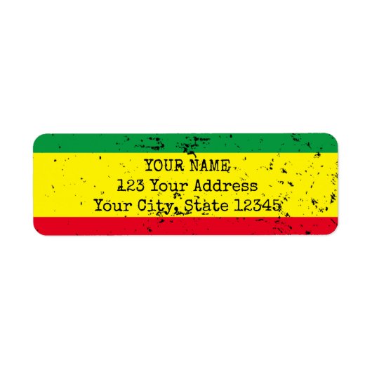 ヴィンテージラスタファリア国旗のレゲエスタイルアドレス ラベル (正面)