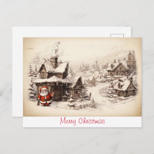 ヴィンテージラスティックサンタクラウス ポストカード (正面/裏面)