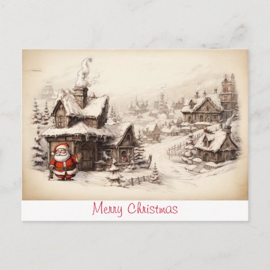 ヴィンテージラスティックサンタクラウス ポストカード (正面)