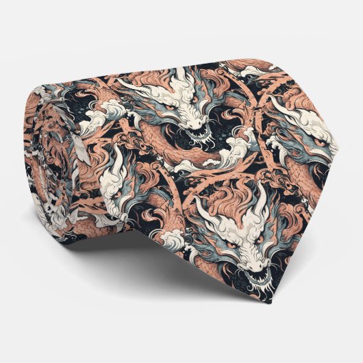 ヴィンテージラストと玉の色の中国の竜 ネクタイ (ロール)