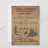 ヴィンテージラストロデオ素朴カウボーイバチュラーパーティ 招待状 (正面)