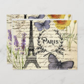 ヴィンテージラスフランスのティックエッフェルタワーパーティー ポストカード (正面/裏面)
