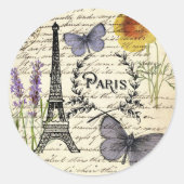 ヴィンテージラスフランスのティックエッフェルタワーパーティー ラウンドシール (正面)