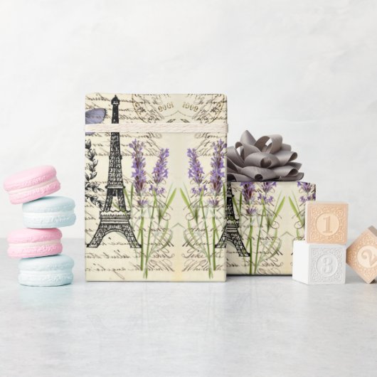 ヴィンテージラスフランスのティックエッフェルタワーパーティー ラッピングペーパー (ベビーシャワー)