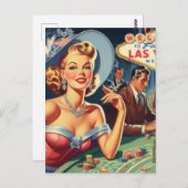 ヴィンテージラスベガスカジノピンアップ ポストカード (正面/裏面)