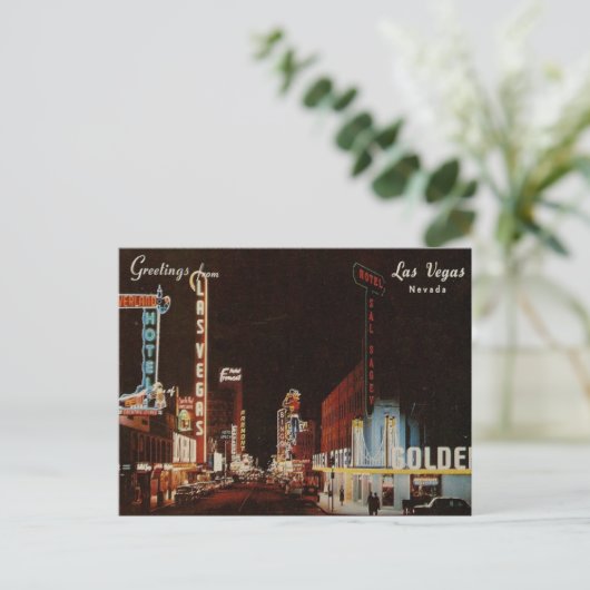ヴィンテージラスベガスフリーモントセントビューポストカードネオン ポストカード (スタンド正面)