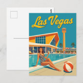 ヴィンテージラスベガスミッドセンチュリーピンアッププール旅行 ポストカード (正面/裏面)
