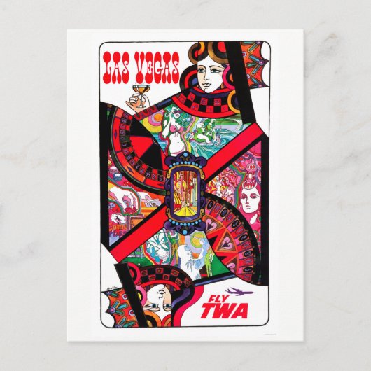 ヴィンテージラスベガス賭博クイーントラベル ポストカード (正面)