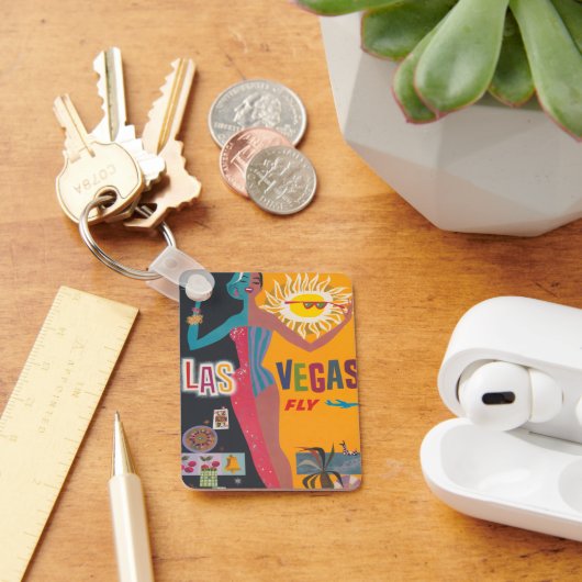 ヴィンテージラスベガス賭博旅行ポスターアート キーホルダー (デスク)