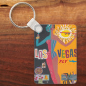 ヴィンテージラスベガス賭博旅行ポスターアート キーホルダー (正面)