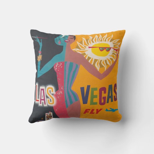 ヴィンテージラスベガス賭博旅行ポスターアート クッション (裏面)