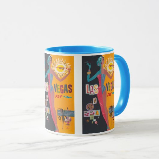 ヴィンテージラスベガス賭博旅行ポスターアート マグカップ (正面右)