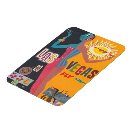 ヴィンテージラスベガス賭博旅行ポスターアート マグネット (左側)