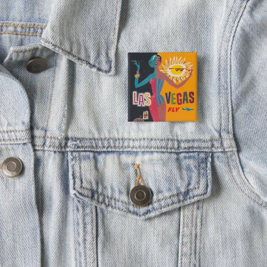 ヴィンテージラスベガス賭博旅行ポスターアート 缶バッジ (インサイチュ)
