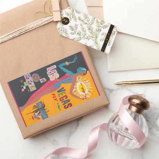 ヴィンテージラスベガス賭博旅行ポスターアート 長方形シール (ギフト)
