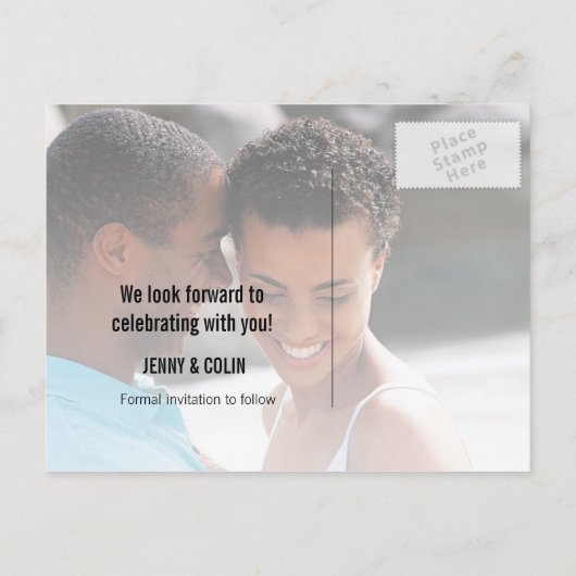 ヴィンテージラスベ結婚ガスの写真は日付を保存 案内ポストカード (裏面)