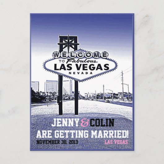 ヴィンテージラスベ結婚ガスの写真は日付を保存 案内ポストカード (正面)