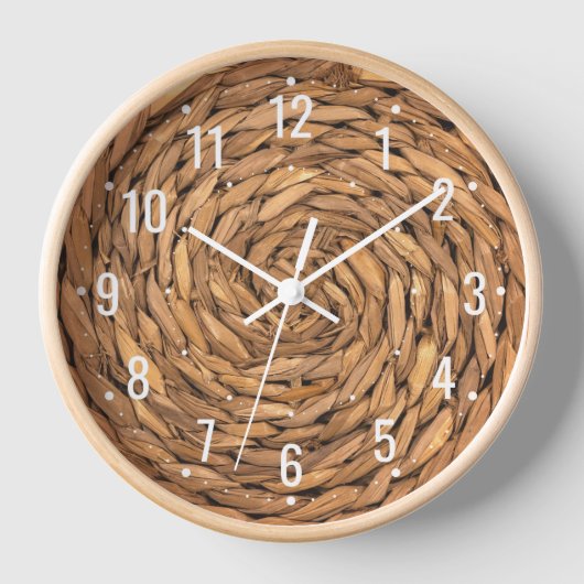 ヴィンテージラタンラタンデコー素朴ル 壁時計 (正面)